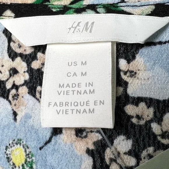 💐NWT H&M Floral puff sleeve tie front detail blouse/top - Picture 5 of 9